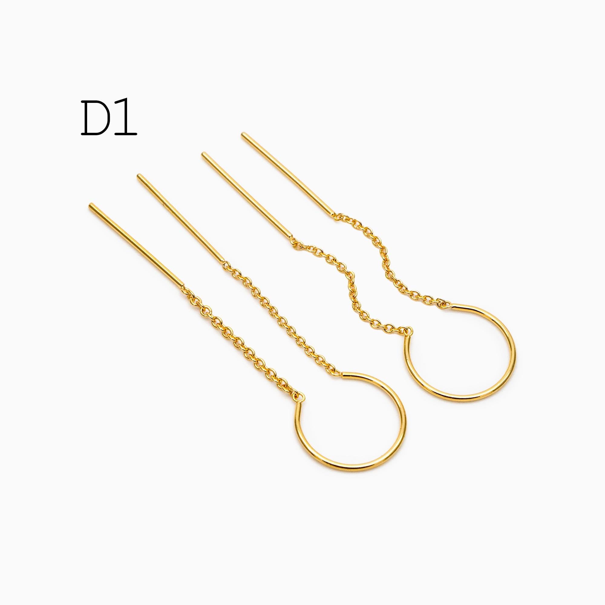 10pcs Gold/ Silver Ear Threader Earrings, Minimalist Style (GB-1735)